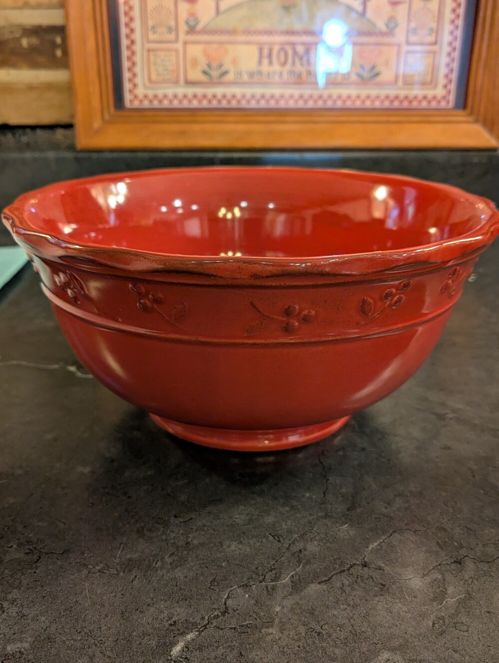 Country Kitchen Red Bowls & Floral Lidded Sugar Bowl 3-Piece Lot - Picture 5 of 10